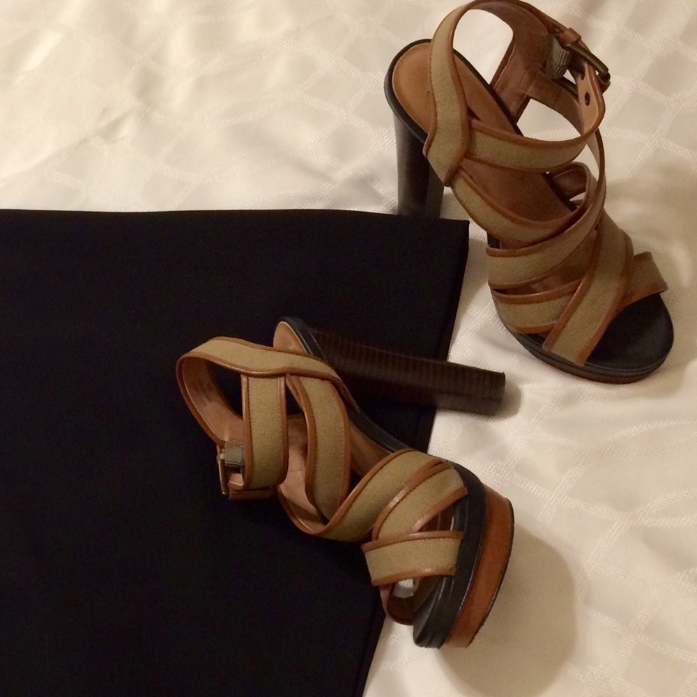 Ann Taylor 5 inch heels, canvas and leather